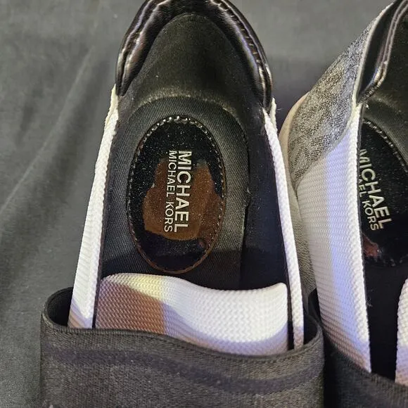 Michael Michael Kors Felix Nylon and Logo Trainer Shoes Size 8.5M  Black White