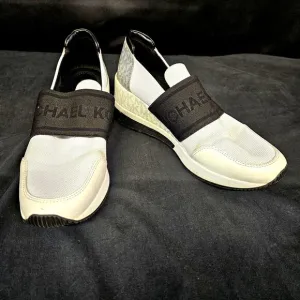 Michael Michael Kors Felix Nylon and Logo Trainer Shoes Size 8.5M  Black White