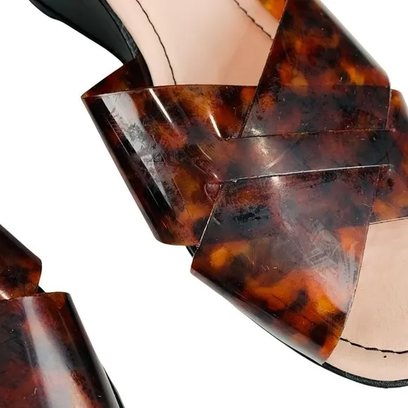 Miss L Fire Black Brown Tortoise Gertie Wedge Platform Sandals Vintage Inspired