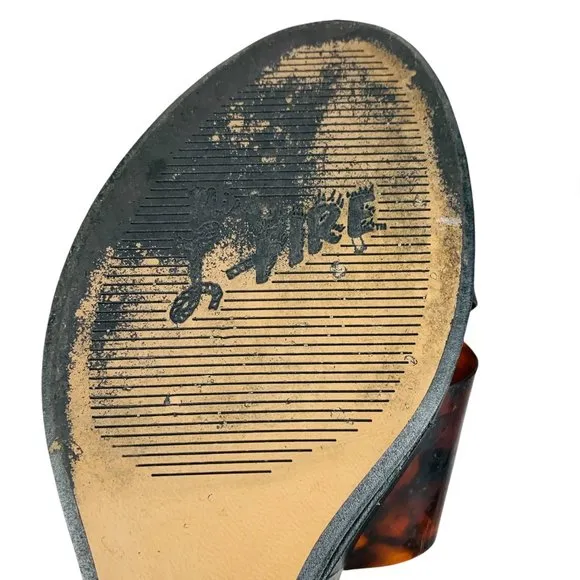 Miss L Fire Black Brown Tortoise Gertie Wedge Platform Sandals Vintage Inspired