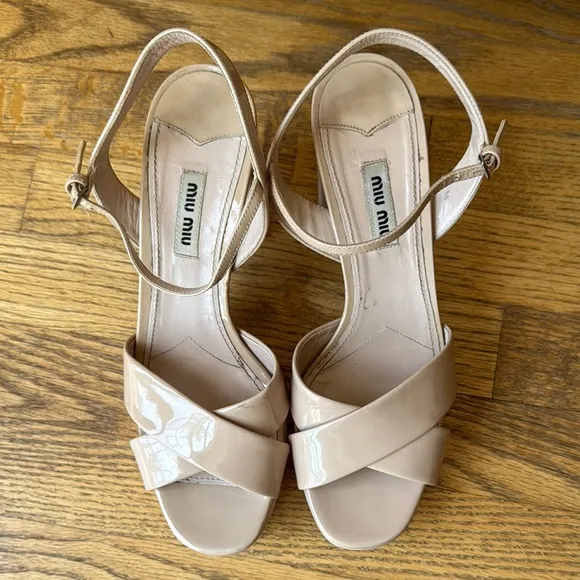 Miu Miu Patent Leather open toe heel sandals