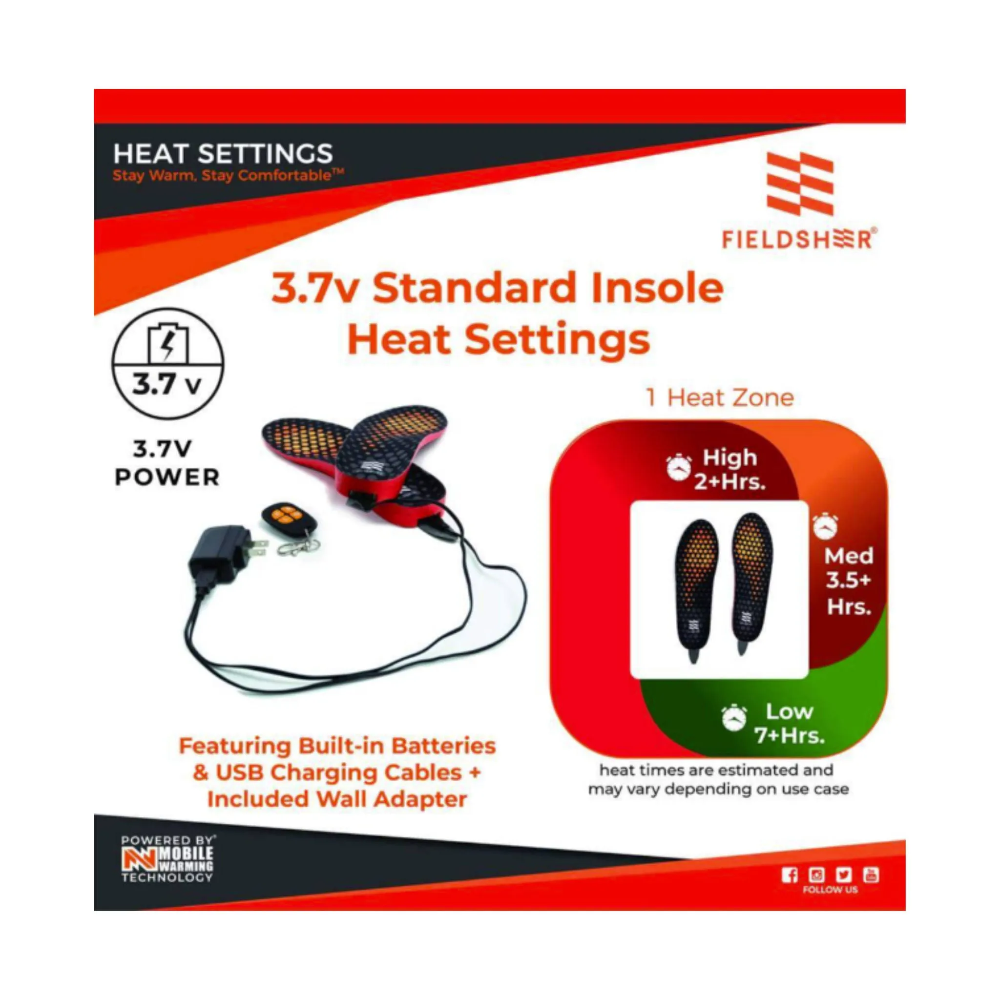 Mobile Warming Standard Heated Insoles - Black