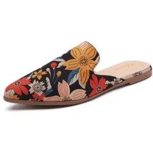 Mules for Women Flats Slip Loafer Shoes, Floral