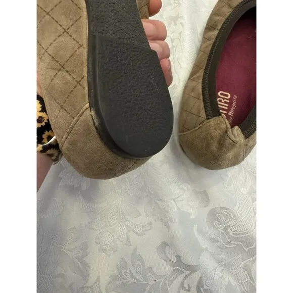 Munro Size 9M‎ Brown Quilted Ballet Flats Comfort Shoes