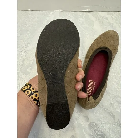 Munro Size 9M‎ Brown Quilted Ballet Flats Comfort Shoes