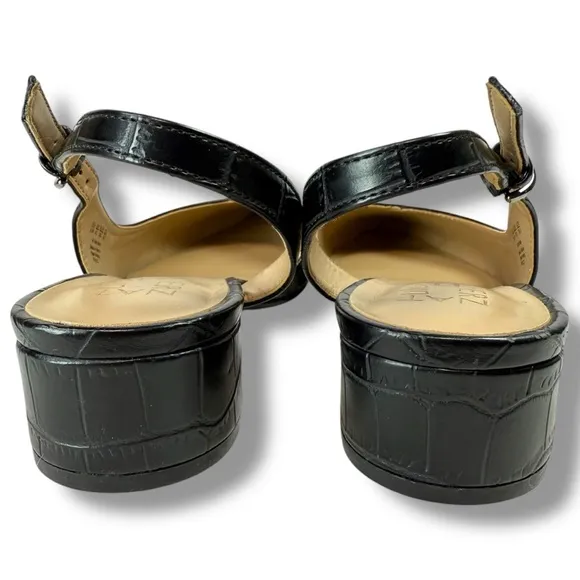Naturalizer Frisco Point Toe Croco Embossed Slingback Heeled Sandals, Size 9.5