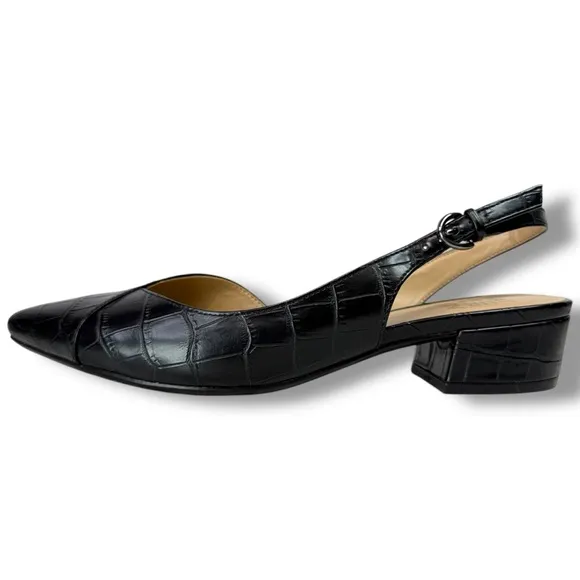Naturalizer Frisco Point Toe Croco Embossed Slingback Heeled Sandals, Size 9.5