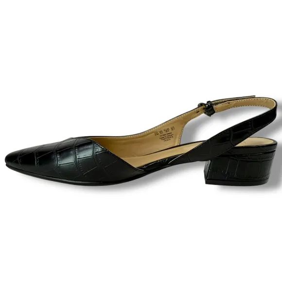Naturalizer Frisco Point Toe Croco Embossed Slingback Heeled Sandals, Size 9.5
