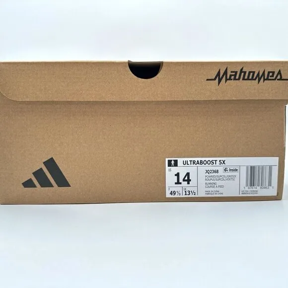 NEW Adidas Mahomes Ultraboost 5X Men's Size 14 Running Shoes JQ2368 Red Grey