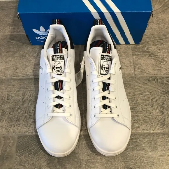 New Adidas Originals Stan Smith White Black Sneakers Men's Shoes Size 12