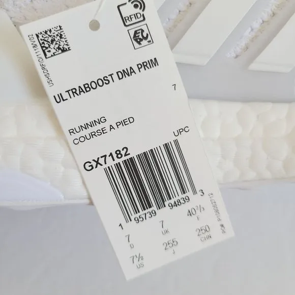 NEW Adidas Ultraboost DNA Prime Running Shoes GX7182 Size 7.5 White