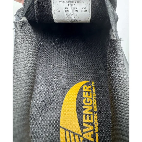 NEW Avenger A7107 Men's Safety Toe Work Shoe Black US Size 14 Medium NIB