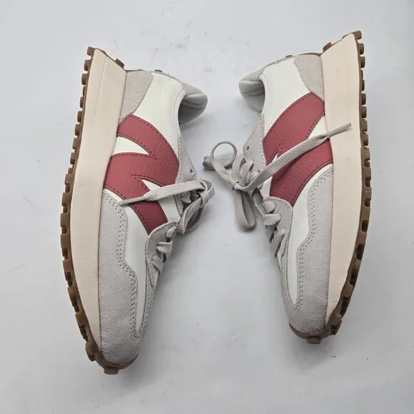 New Balance 327 Burgundy ivory beige sneakers shoes mens sz 5 womens sz 6.5
