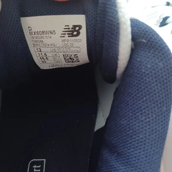 New Balance 608 men's size 12M white with blue training sneakers