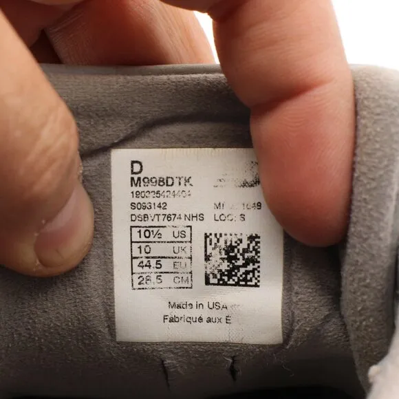 New Balance 998 USA Men's 10.5 D Grey Athletic Comfort Sneakers Shoes M998DTK