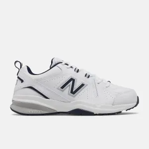 New Balance Men's EE Wide Fit Leather Sneakers (608) in White/Navy in UK 12 (US 12.5/EU 47)