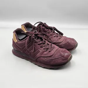 New Balance Men's Size 10 US 574 Molten Metal Maroon Metallic Gold Sneakers