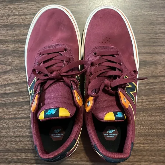 New Balance Numeric 255 Skateboard Shoe Burgundy Yellow Size 9