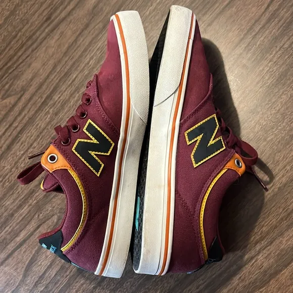 New Balance Numeric 255 Skateboard Shoe Burgundy Yellow Size 9