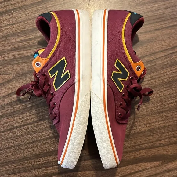 New Balance Numeric 255 Skateboard Shoe Burgundy Yellow Size 9