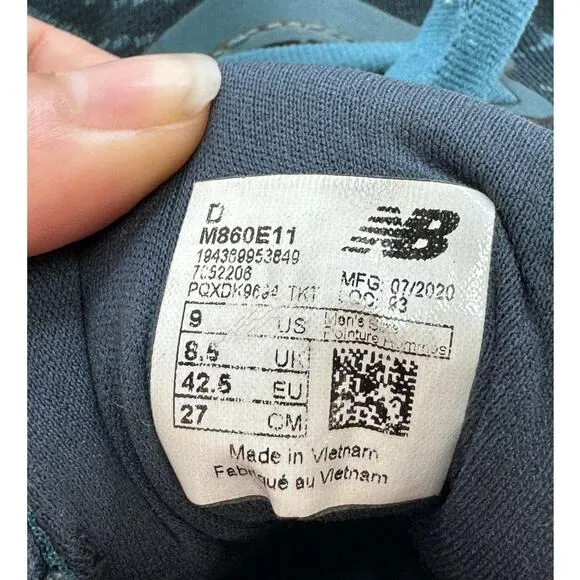New Balance Sneakers Mens 9 Blue Fresh Foam M860E11 Running Walking Shoes