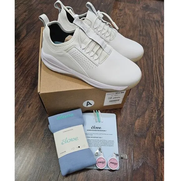 NEW CLOVE SNEAKER BUNDLE Size W11.5/M10  BRILLIANT WHITE PURPLE nursing shoes