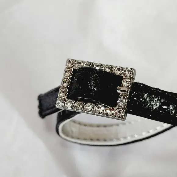 ⤵️NEW! David Tate  black open toe block heel Slingbacks with rhinestones *8M