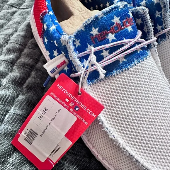 NEW Hey Dude Wally‎ Sox Tri American Pride Patriotic Shoes Sneakers Men's Sz 7