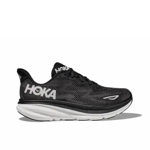 NEW HOKA men's clifton 9 running shoes - wide in black/white