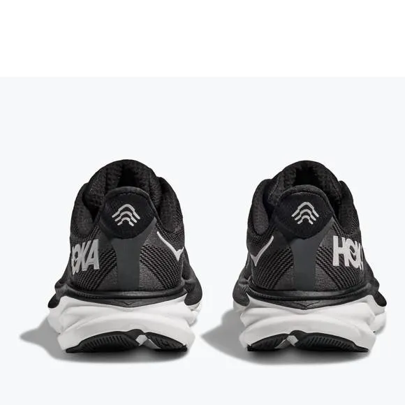 NEW HOKA men's clifton 9 running shoes - wide in black/white