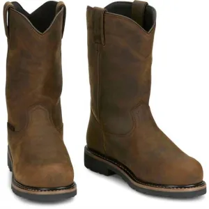NEW JUSTIN BOOTS men's met guard pulley boot in distressed brown