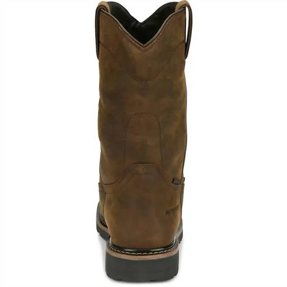 NEW JUSTIN BOOTS men's met guard pulley boot in distressed brown