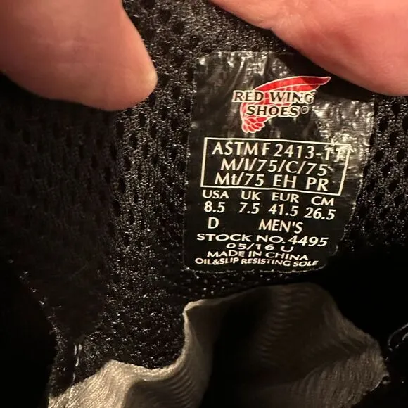 New Mens Red Wing 4495‎ Goretex Black Leather Work Safety Toe Boots Size 8.5 D