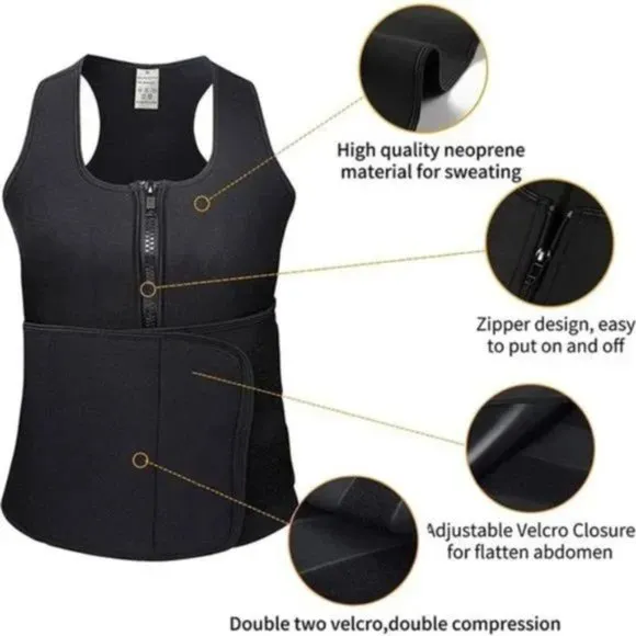 New Men's Sweat Sauna Waist Trainer Black