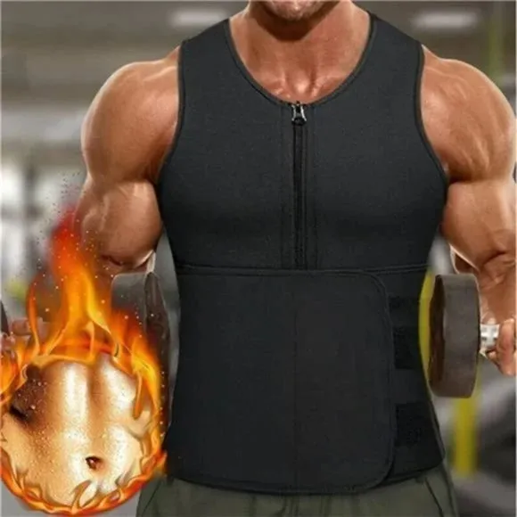 New Men's Sweat Sauna Waist Trainer Black