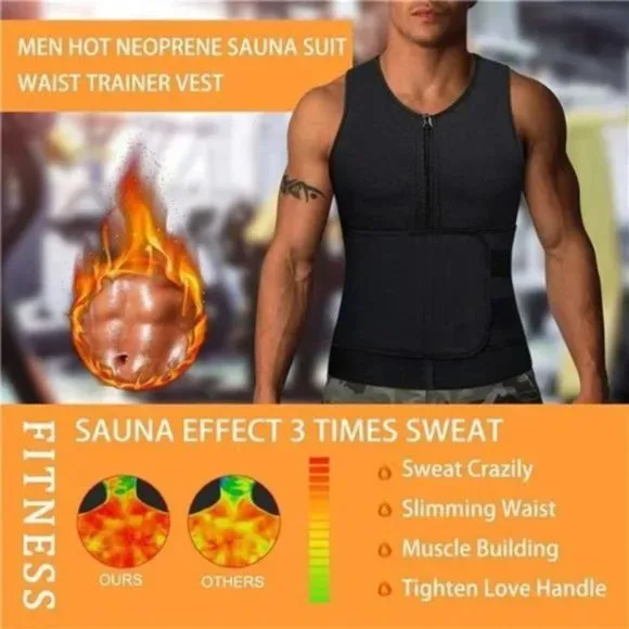 New Men's Sweat Sauna Waist Trainer Black