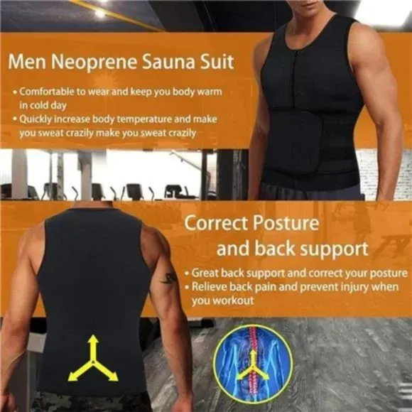 New Men's Sweat Sauna Waist Trainer Black