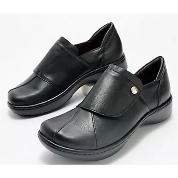 New Naot Lagoon Leather Slip Ons Black Comfort Memory Foam Size EU 42 US 11-11.5