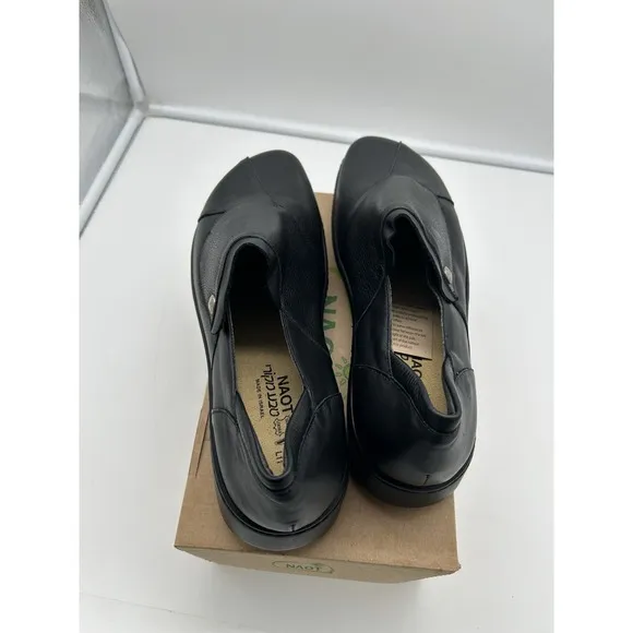 New Naot Lagoon Leather Slip Ons Black Comfort Memory Foam Size EU 42 US 11-11.5