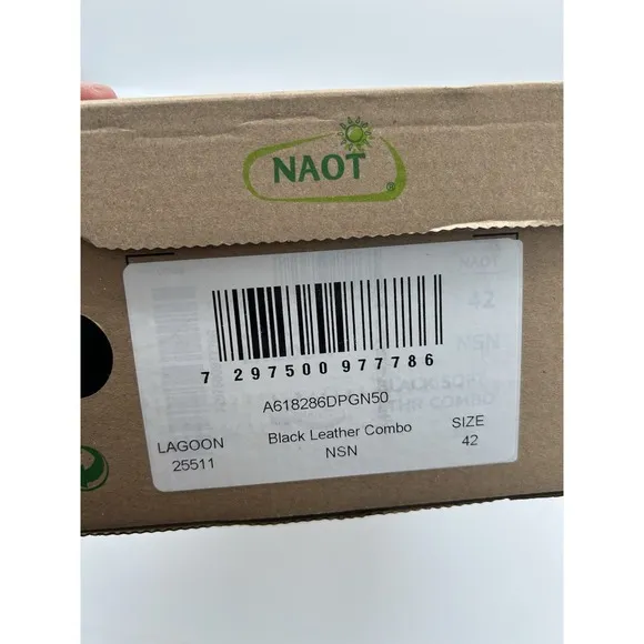 New Naot Lagoon Leather Slip Ons Black Comfort Memory Foam Size EU 42 US 11-11.5