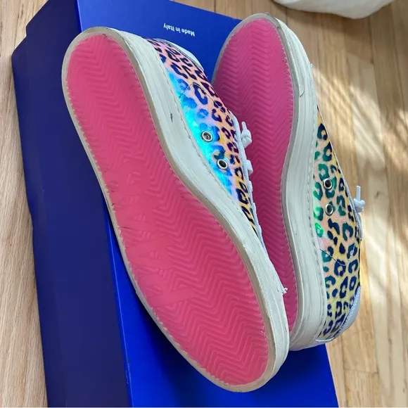 NEW‎ p448 jack hologram animal print shimmer sneakers shoes women’s pink cheetah