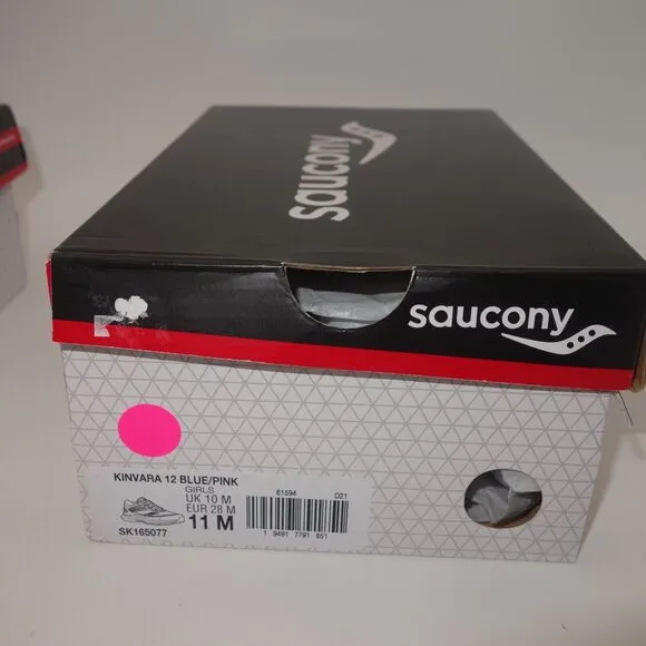 NEW Saucony Kinvara 12 Sneakers Lace Up Running Shoes Blue Pink Girl's 11