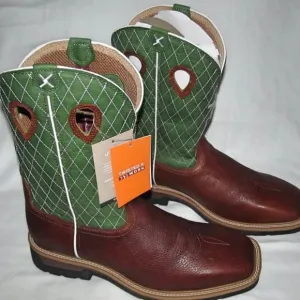 New Twisted X Green Cross Steel Toe 12&quot; Work Cowboy Boots Mens Size 14 D
