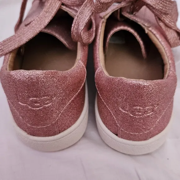 New Ugg Australia Milo Glitter Pink Lace Up Sneakers Tennis Shoes Size 8