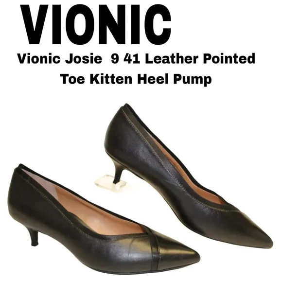 NEW Vionic Sylvie Pumps Kitten Heel Shoes black leather COMFORT!