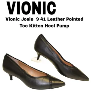 NEW Vionic Sylvie Pumps Kitten Heel Shoes black leather COMFORT!