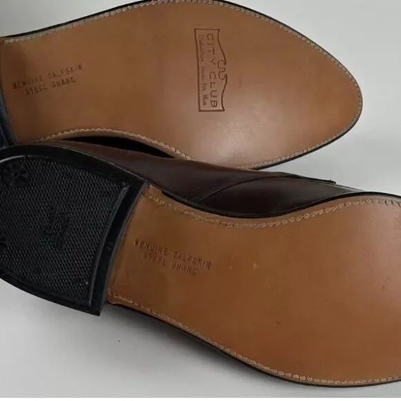 NEW Vtg 60s City Club Walnut Monticello Leather Blucher Oxford Shoes 10 Calfskin