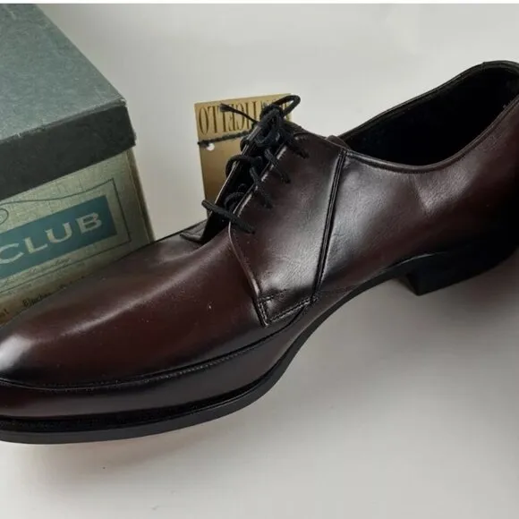 NEW Vtg 60s City Club Walnut Monticello Leather Blucher Oxford Shoes 10 Calfskin