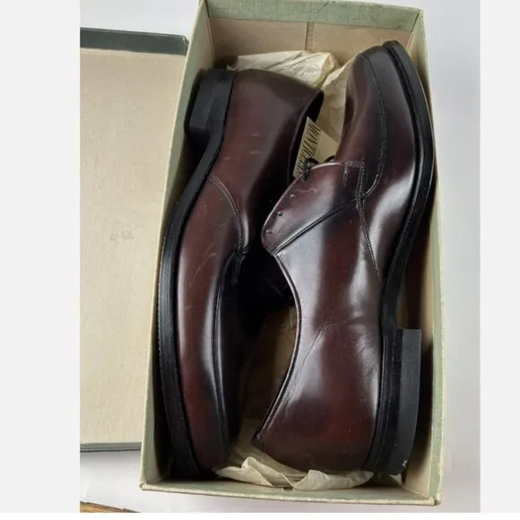NEW Vtg 60s City Club Walnut Monticello Leather Blucher Oxford Shoes 10 Calfskin