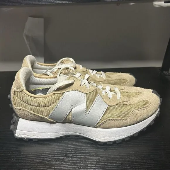 New Balance 327 Beige Tan Silver Shoes MS327ME1 Mens Size 8 Shoes Sneakers